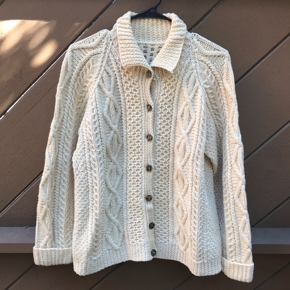 Vintage 60s Cableknit Fisherman’s Cardigan Sweater